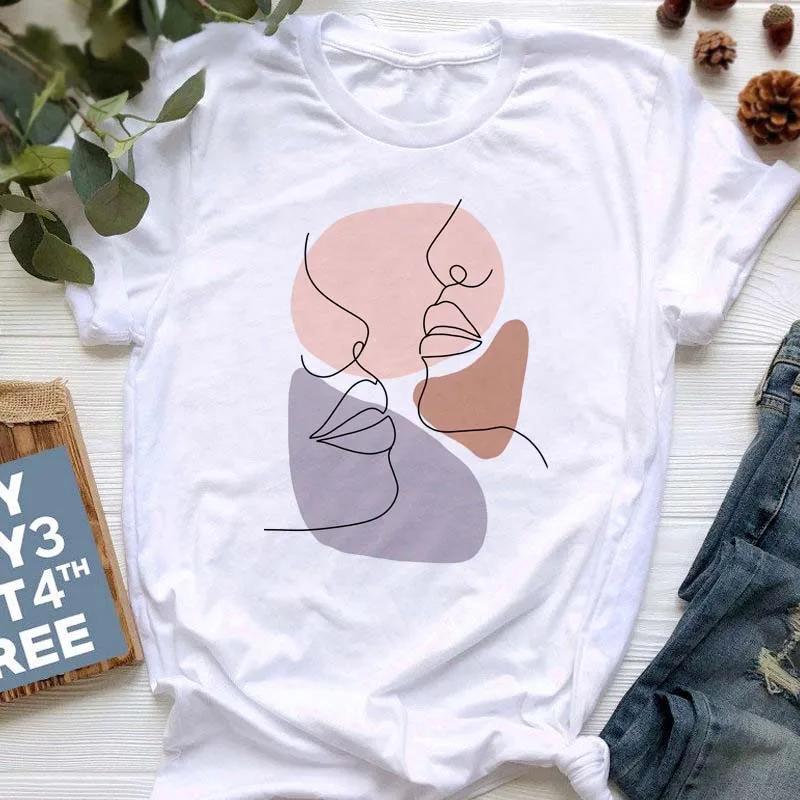 Women Abstract Printed Tshirt Casual Fashion Tees Harajuku Short Sleeve Female Casual Short Sleeve Blouse For Spring & Summer