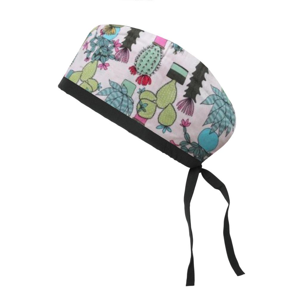 Adjustable Cotton Surgical Cap with Cartoon Print for Women and Men