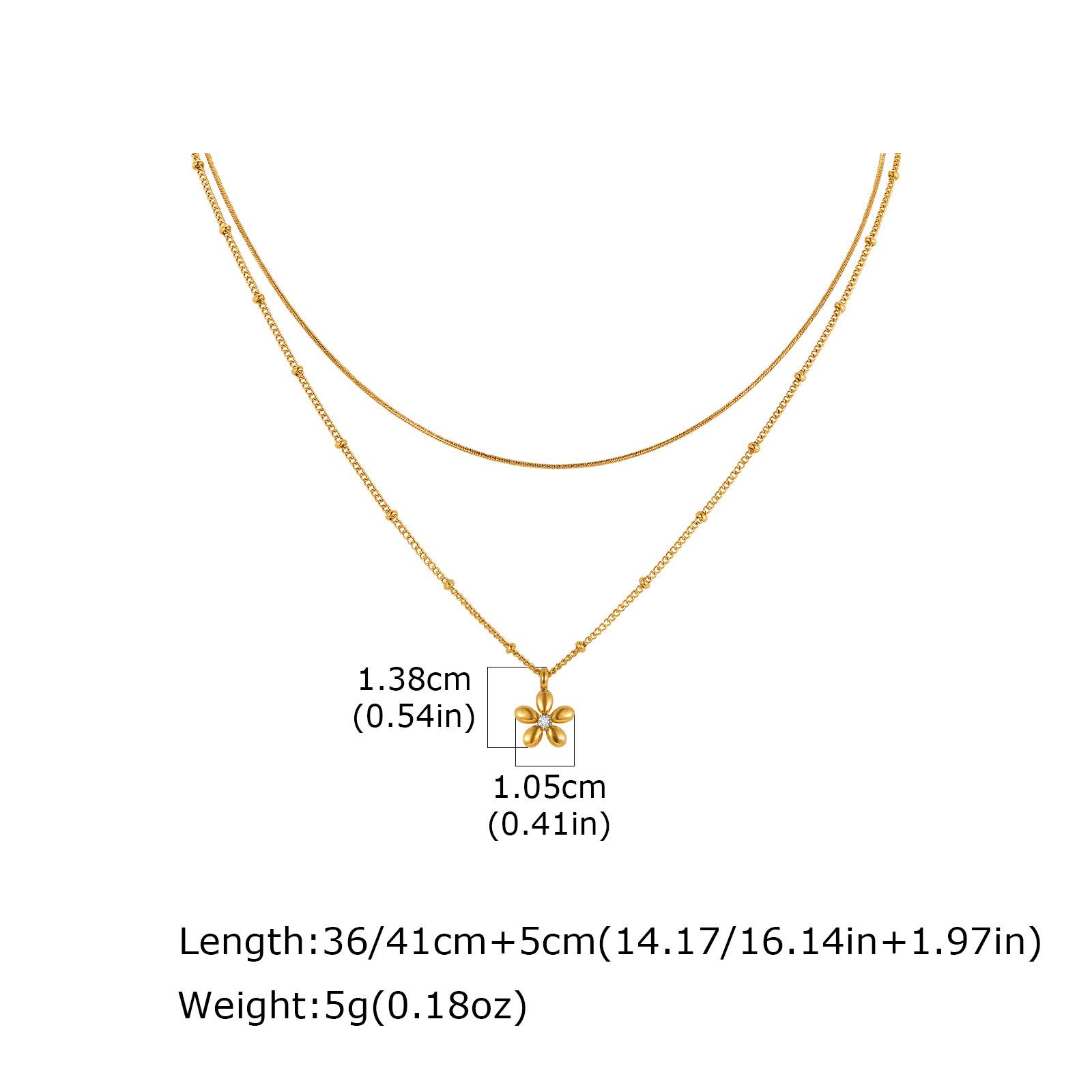Wind Niche Premium Sense Collarbone Chain Gold, Stainless Steel Flower Stacked Wind Double Necklace Female Nc-1328 золотой