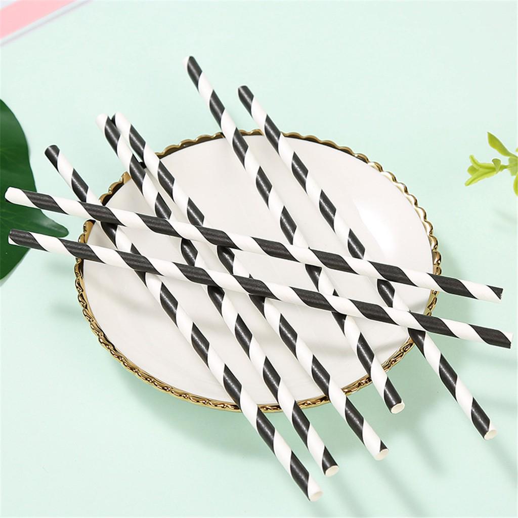 Paper Straws Disposable Holiday Party Drinking Straws Decoration Straws 100Pcs