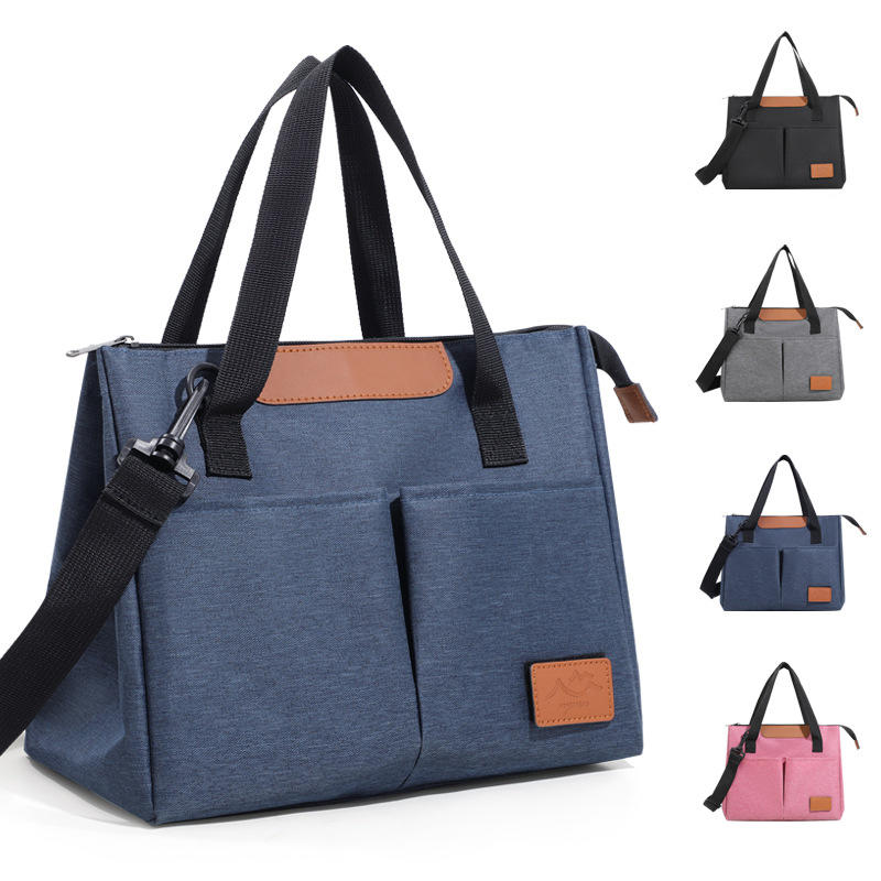 Portable Triangular Lunch Food Box Bag Insulated Bag Outdoor Travel Crossbody Bag Waterproof Cooler Ice Insulated Case Oxford Dinner Handbag