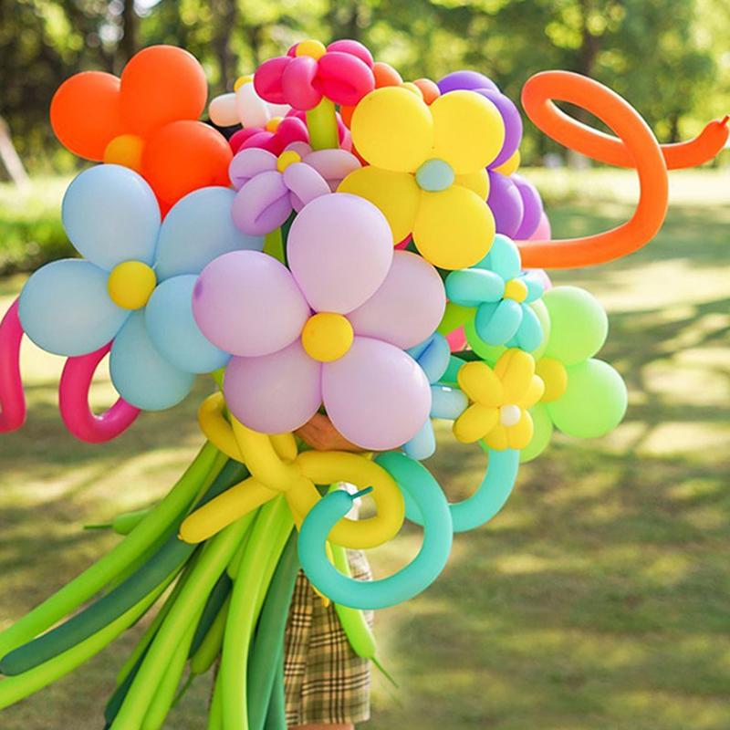 100/200Pcs Long Balloon Latex Children Diy Toy Woven Balloon Design Cute Cartoon Color Elastic Kids Boys Girls Birthday Gifts