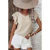 Summer New Petal Sleeve Pullover Women's Fashion Commuting Versatile Round Neck Short-sleeved T-shirt