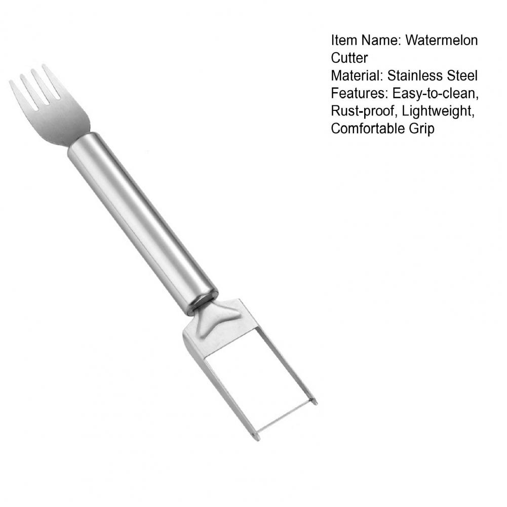 22/25cm Watermelon Cutter Slicer Tool Stainless Steel 2-In-1 Fruit Cutter Melon Cube Cutter Fork Gadget For Family Camping Party