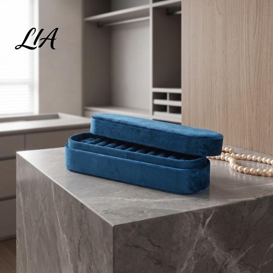 Small Velvet Jewelry Box for Rings Storage Box, Multiple Slots Portable Organizer, Prevent Compact Home Scratching Soft Lining Case Display And Travel