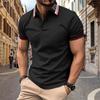 Men Solid Lapel Collar Striped Patchwork Polos Shirts Summer Tops Casual Short Sleeve Polo Shirt