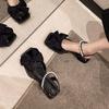 Baotou bow sandals women's summer new fashionable versatile retro thick heel non-slip Mary Jane small leather shoes