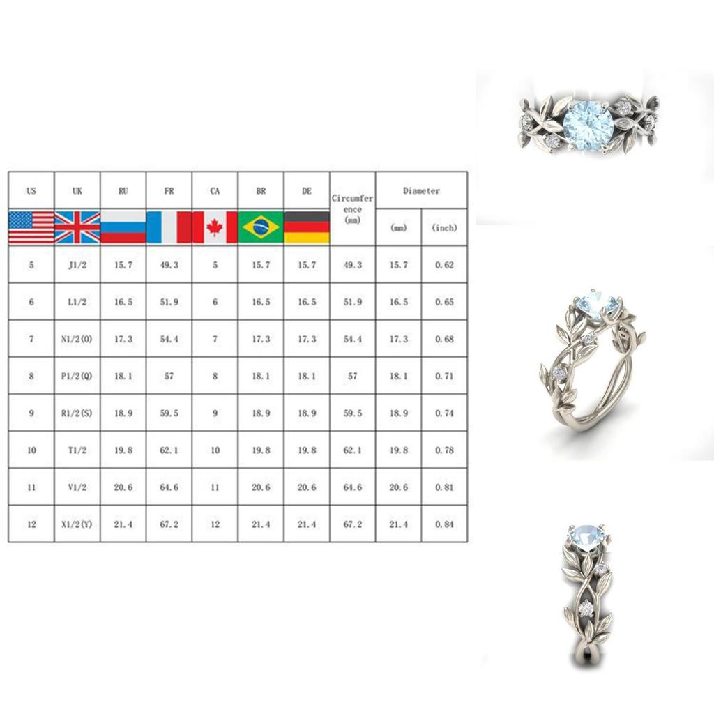 Exquisite Women's Floral Lucky Flower Vine Leaf Ring For Bridal Engagement Wedding