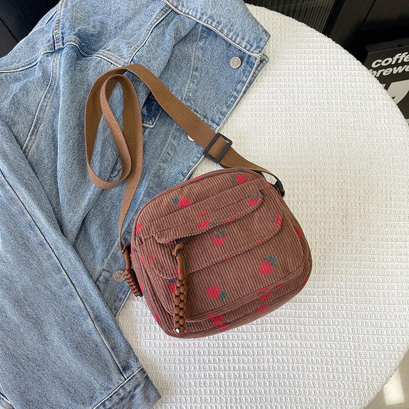 New Corduroy Fashion Shoulder Bag Women's Casual Crossbody Bag Student Small Square Bag Cute Cloth Bag
