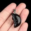 1Pc, Reiki Healing Crystal Carved Moon Face Ornament Decoration, Mini Natural Stone Quartz Gemstone Home Decor Jewelry, Halloween Gifts 26×15mm