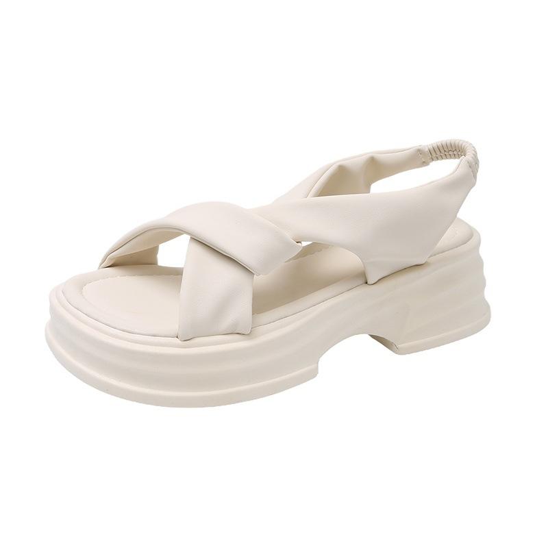 

Женские летние сандалии 2025 новые высококлассные платформа «бисквит», повседневные универсальные, под юбку, пляжные, римские туфли 40