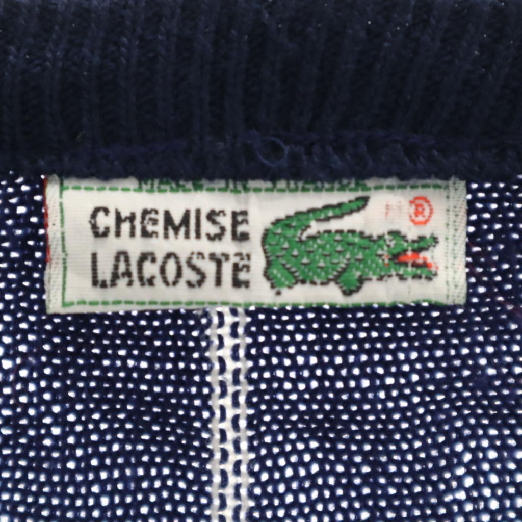 CHEMISE LACOSTE 70s 80s Vintage Made in France Striped Pattern Long sleeve V neck sweater Men's Used
