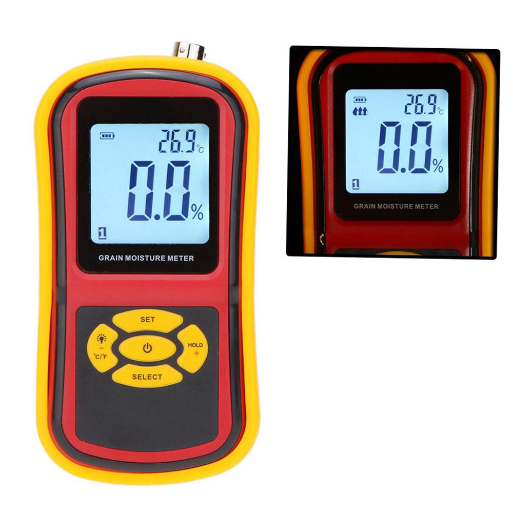 GM640 Portable Digital Grain Moisture Meter with Measuring Probe LCD Display Tester for Corn Wheat Rice Bean Wheat