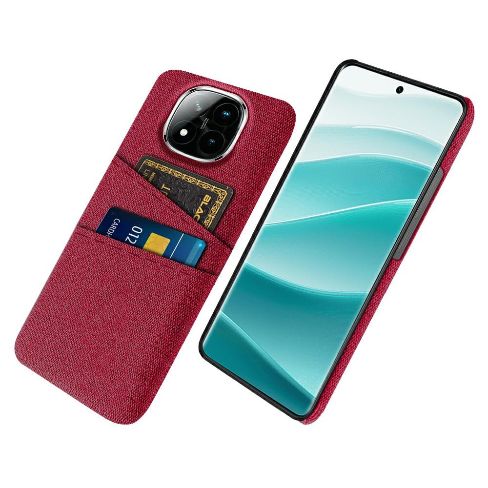 

For Xiaomi Redmi Note 14 Pro+ 5G Case Cloth+Hard PC Phone Cover with Dual Card Slots Red