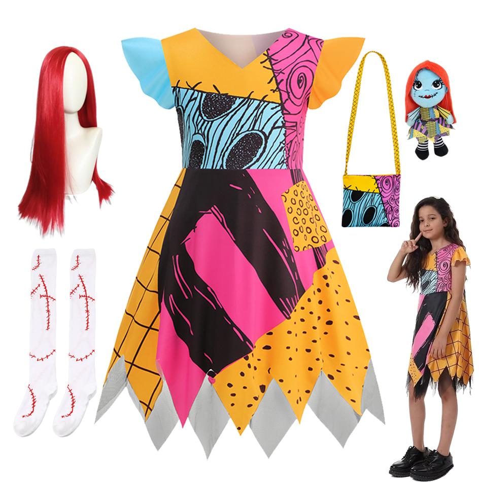 Girls Boys Halloween Cosplay Costume Sally Jack Kid Christmas Role Play Dress Carnival Party Clothes