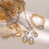 Elegant Stainless Steel Texture Jewelry Set with Round Stripes Designs Includes Necklace Earrings and Bracelet