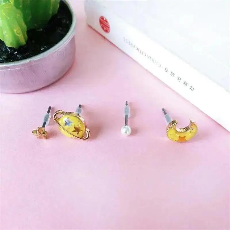 Fashion Temperament Simple Korean Personality Earrings Decoration Planet  Universe Earrings Colorful Personality for Girl