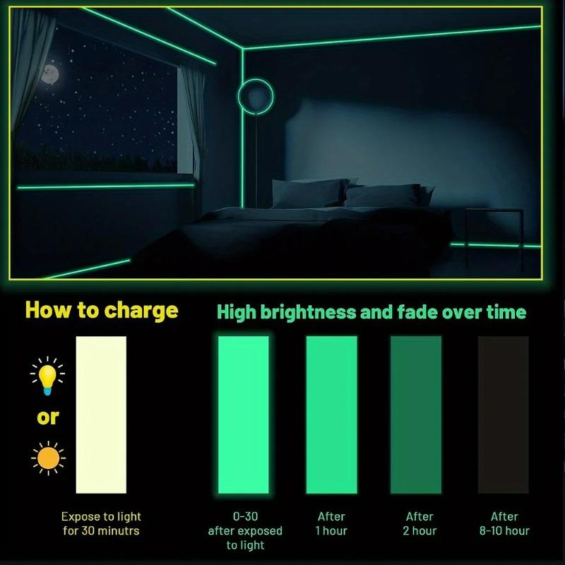 Leuchtendes Fluoreszierendes Nacht Selbstklebendes Leuchten Im Dunkeln Aufkleberband Sicherheit Sicherheit Heimdekoration Warnklebeband 1,5cm×3m
