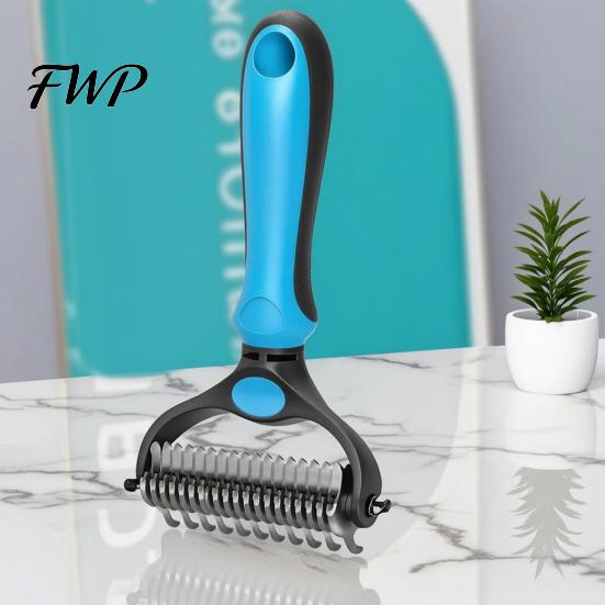Dog Shedding Comb Pet Grooming Rake Double Sided Stainless Steel Blades Cat Deshedding Tool Undercoat for Dogs Cats Control Dematting Removal Brush