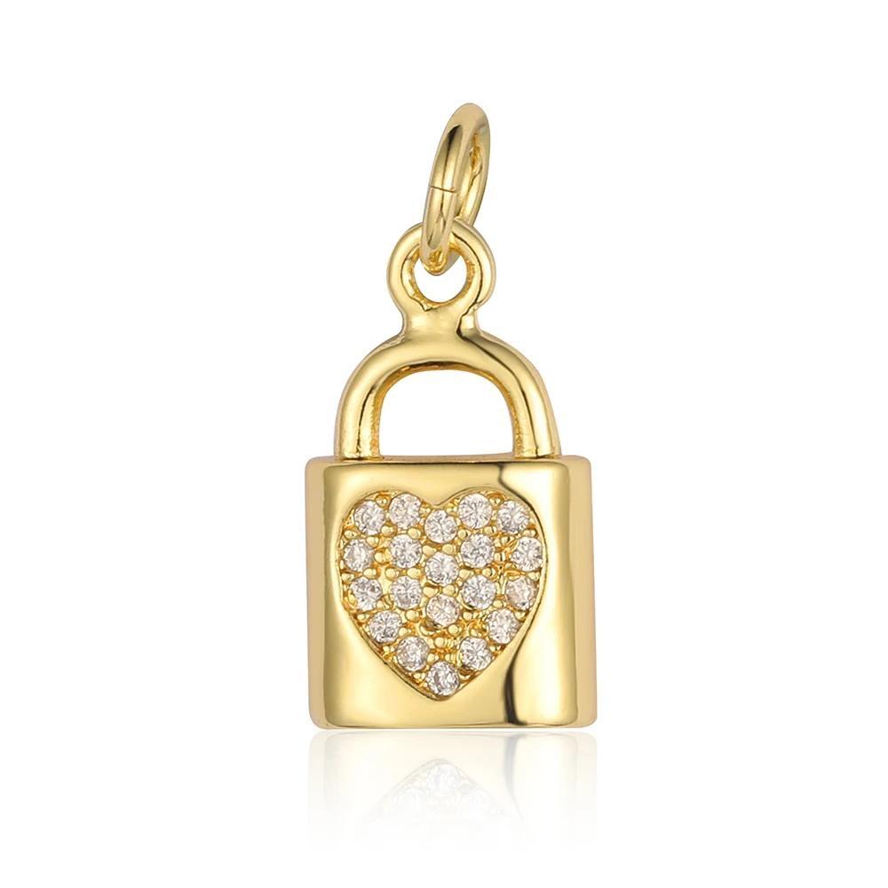 Bee Butterfly Copper Cubic Zirconia Heart Lock Love Charm Women Sun Star Necklace Pendant DIY Jewelry Charms