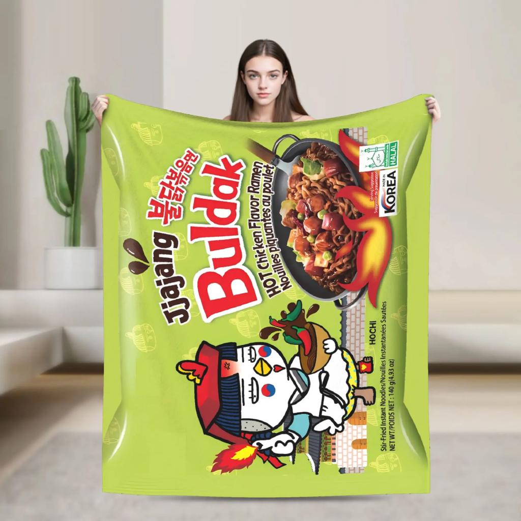Spicy Chicken Noodles  Blanket  Picnic Flannel Throw Blanket For Outdoor Soft Warm Design Quality Bedspread Gift Idea