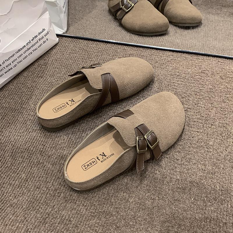 Retro style lazy bag head slippers women wear spring new soft-soled lazy half-drag versatile shoes