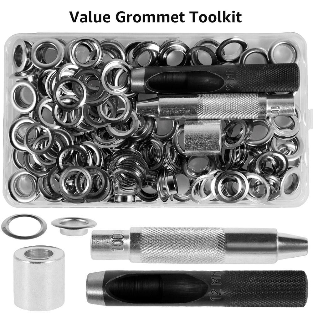 100 Sets 6/10/12mm Ösen Ösen Schuhe Tasche Lederhandwerk DIY Ösen Setzwerkzeug