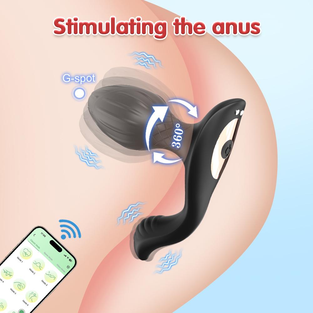 360° Rotation Prostate Massager APP Control Male Anal Vibrator Female Butt Plug Adults Sex Toys for Women Men Couples