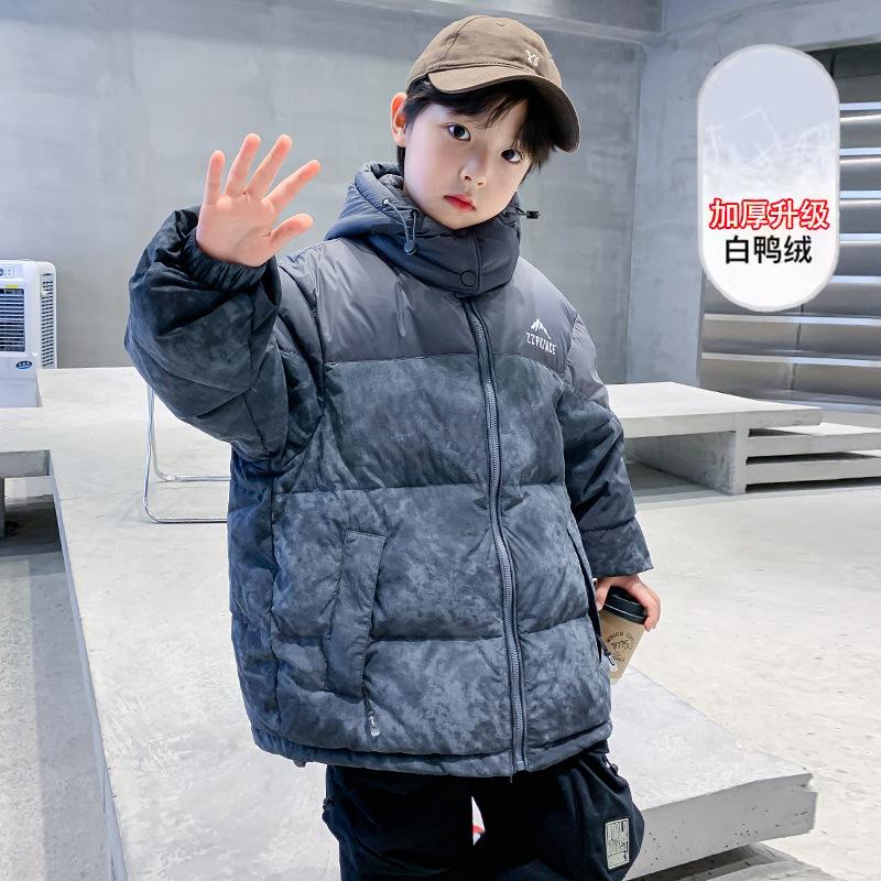 

Детская зимняя куртка-пуховик для мальчиков 2024 года, новая утепленная куртка для мальчиков среднего и старшего возраста, зимняя утепленная куртка из белого утиного пуха 120cm