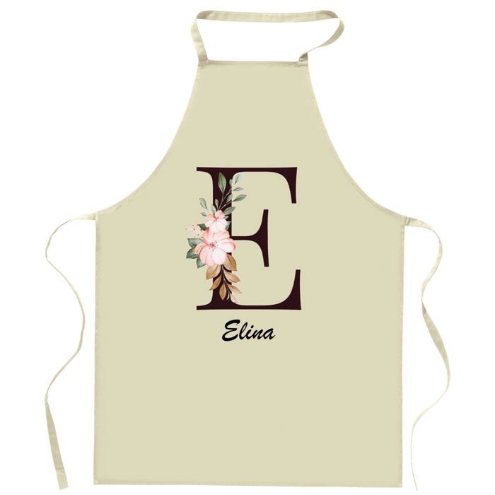 Tablier de cuisine - Elina Lettre - Impression bretonne - Coton épais - Réglable & lavable