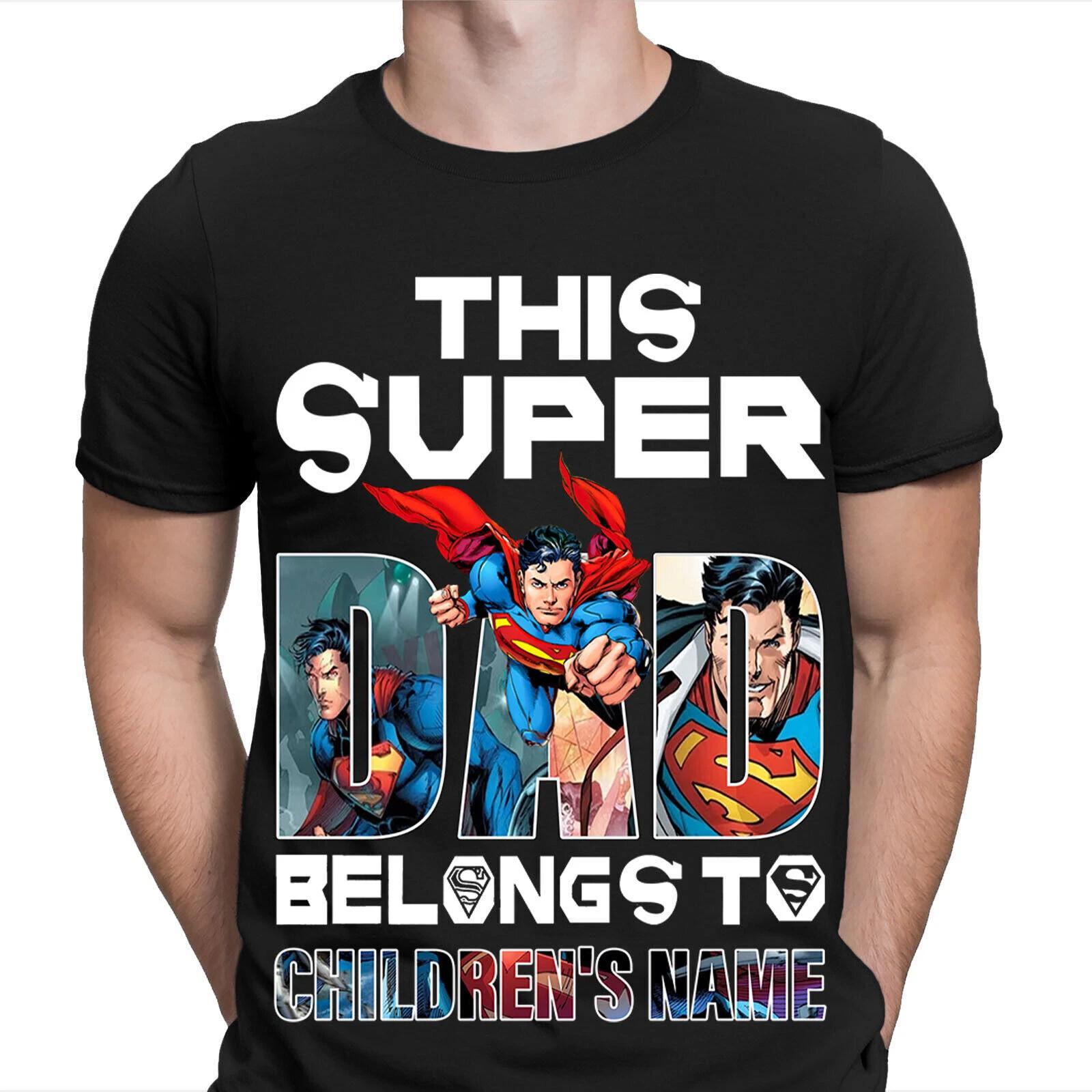 This Super Dad Belongs To Personalised Super Hero Fathers Day Birthday T shirt 2XL