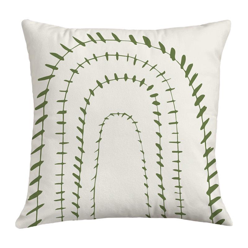 Geometric Nordic-Style Green Throw Pillow Cover for Artistic Living Room Decor