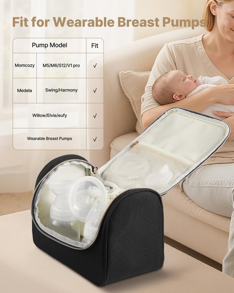 Wearable Breast Pump Bag, Breast Feeding Bag with Waterproof Mat, Fits for M5/M6, Pumping Accessories & Breastmilk Storage, Portable Pump Carrying
