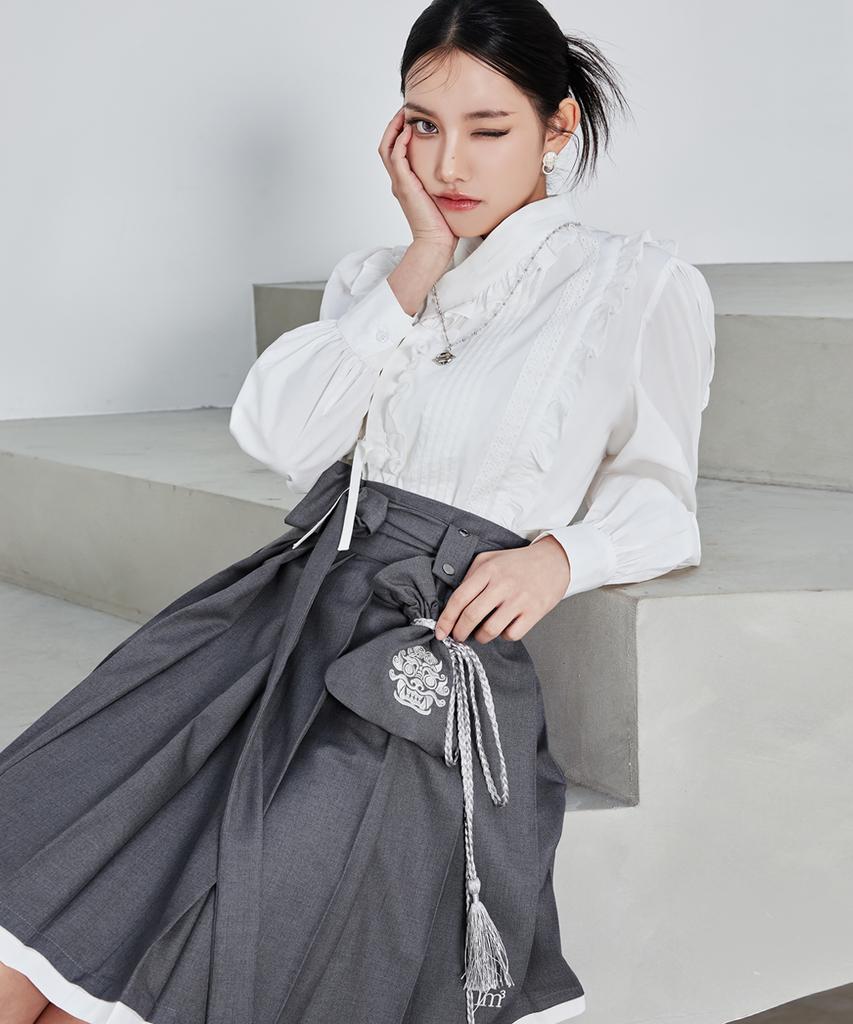 TM3 Baekhwa Lace Hanbok Long Sleeve Shirt White