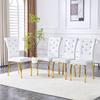 Set of 4, Retro Alligator Skin Upholstered Dining Chairs with Crystal Buckle Design and Faux Leather, Gold-Plated Metal Feet