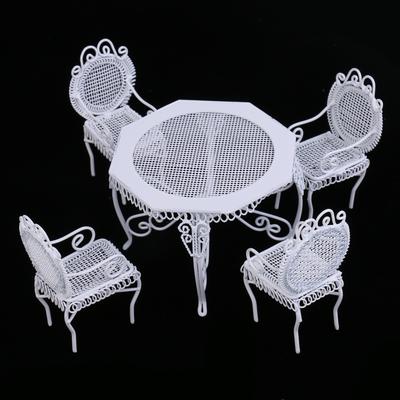 1/12th Scale Dolls House Miniature Furniture Dining Table Chairs Model