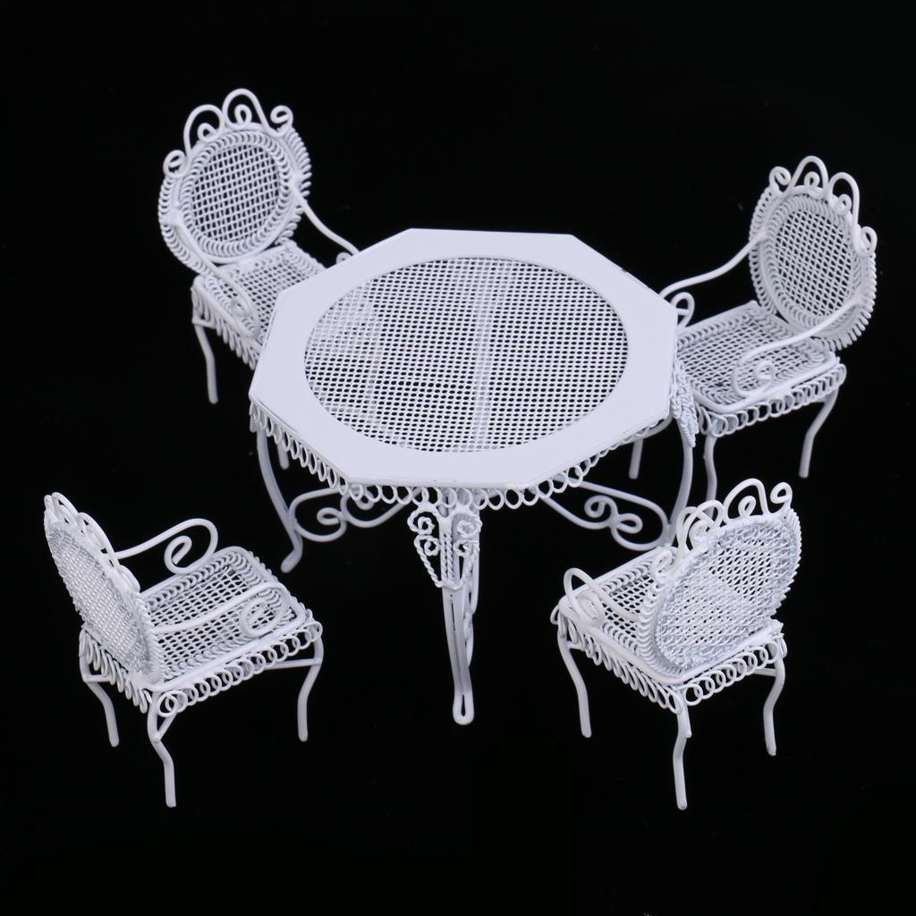 1/12th Scale Dolls House Miniature Furniture Dining Table Chairs Model