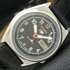 USED VINTAGE SEIKO 5 AUTOMATIC 7009A JAPAN MENS BLACK DIAL WATCH A434564-2 R121-a434564
