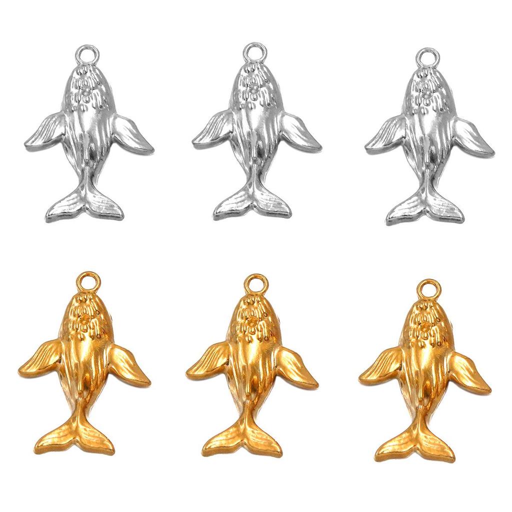 17x25mm Gold-Plated Stainless Steel Whale Pendant for Necklace or Earring DIY