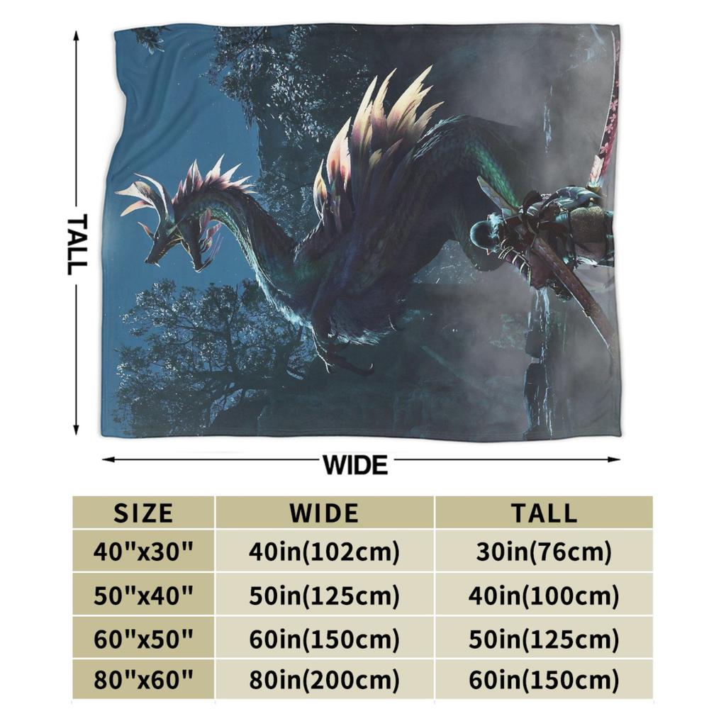 Monster Hunter Wilds Flannel Blanket Winter Soft Durable Throw Blanket for Couch Chair Fashion Bedspread Sofa Bed Cover