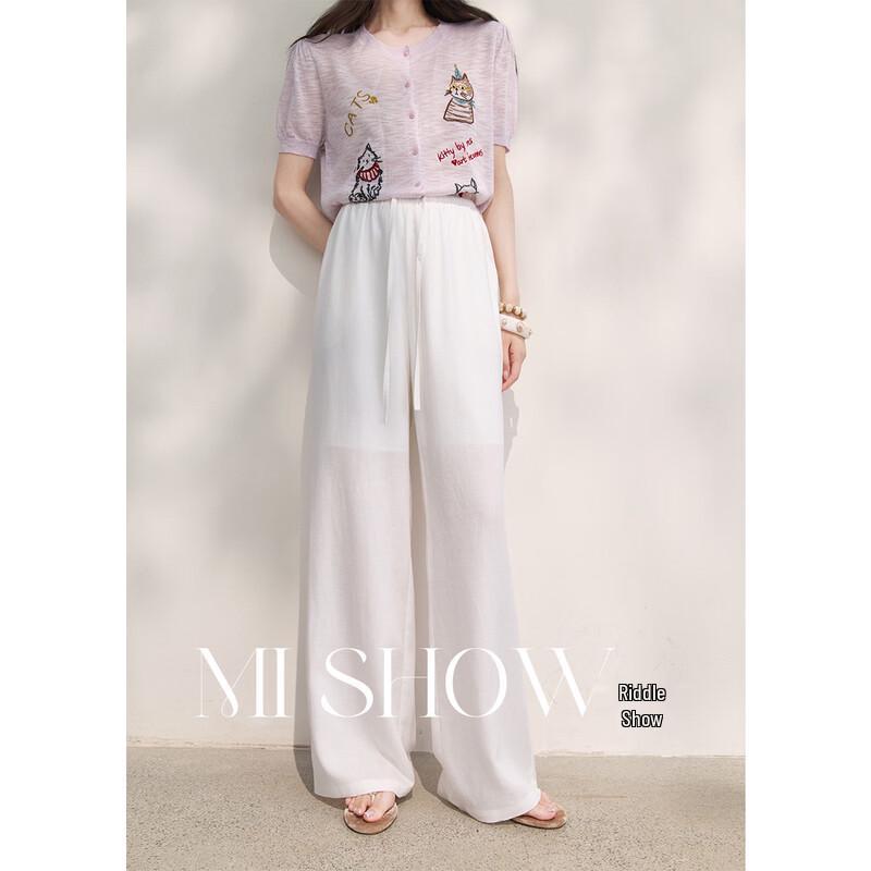 Women s Tencel Linen High-Waist Wide-Leg Pants M