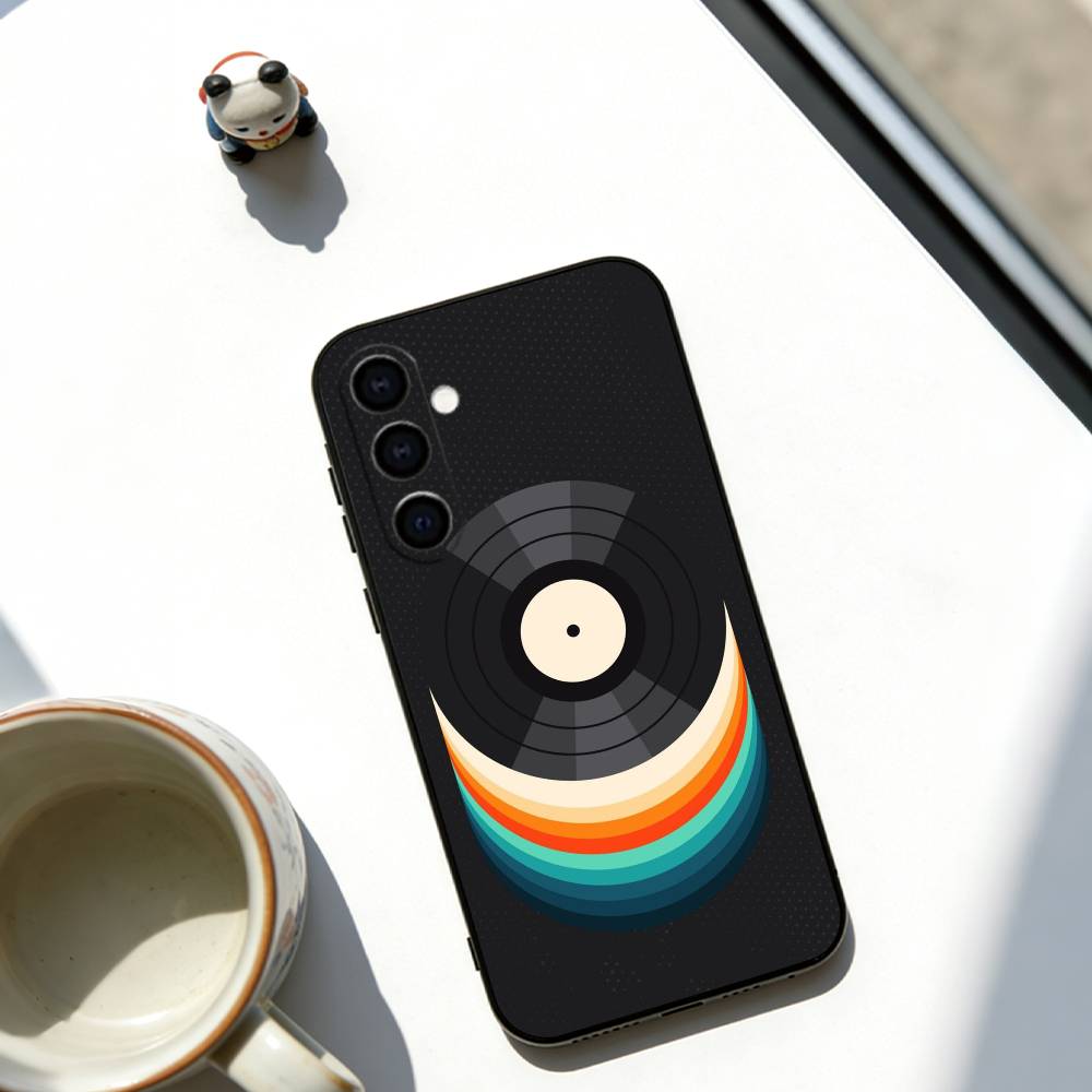 Retro Vinyl Phone Case For Samsung Galaxy A73,A72,A71,A70,A53,A52,A51,Soft Silicone Black Cover