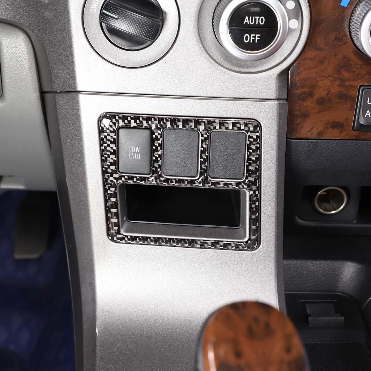 Dragging Mode Switch Frame Sticker Trim for Toyota Tundra 2007-2013 Center Consoles Accessories, Real Carbon Fiber Automotive Interior Decorative