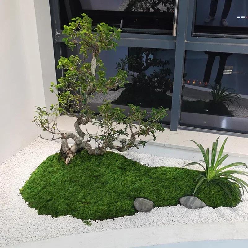 Artificial Green Plants Polyester Moss Breathable and Permeable Fluffy Moss Lawn Garden Decoration DIY mini Landscape Layout
