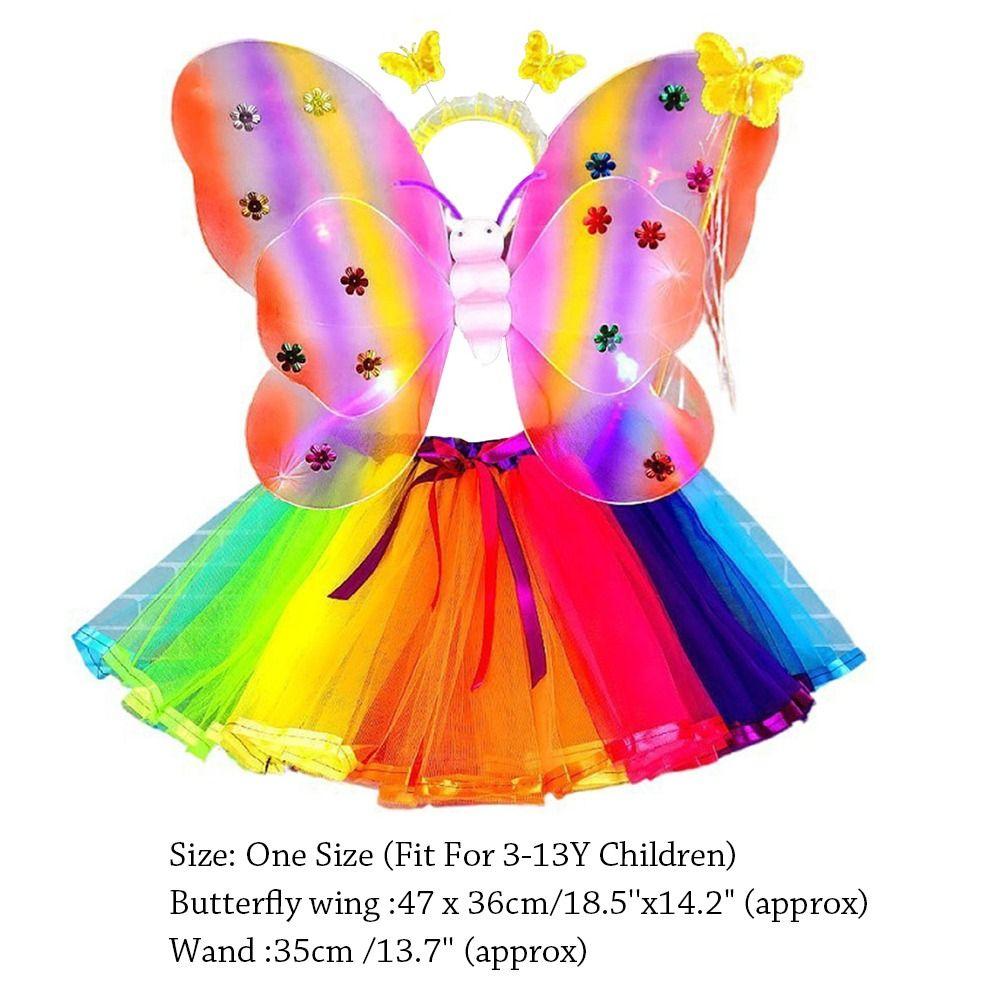 Světelný oblek Anděl Svítící křídla Blikající motýlí sukně LED Dětské kostýmy Rekvizity Dívčí sukně