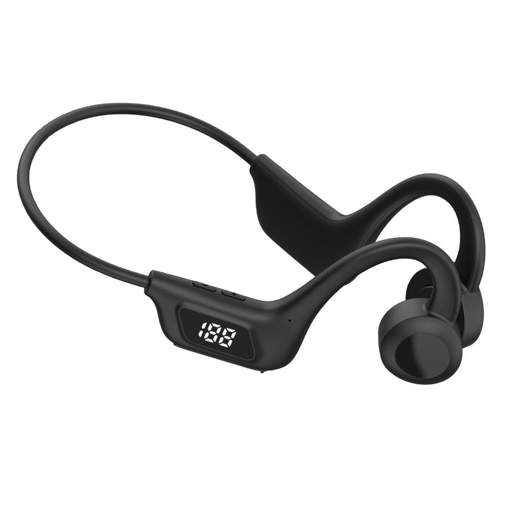Top-Selling Bone Conduction Sports Bluetooth Earphones with Ear-Hook, Air Conduction, Deep Bass, Digital Display, and MP3 Memory Card Slot