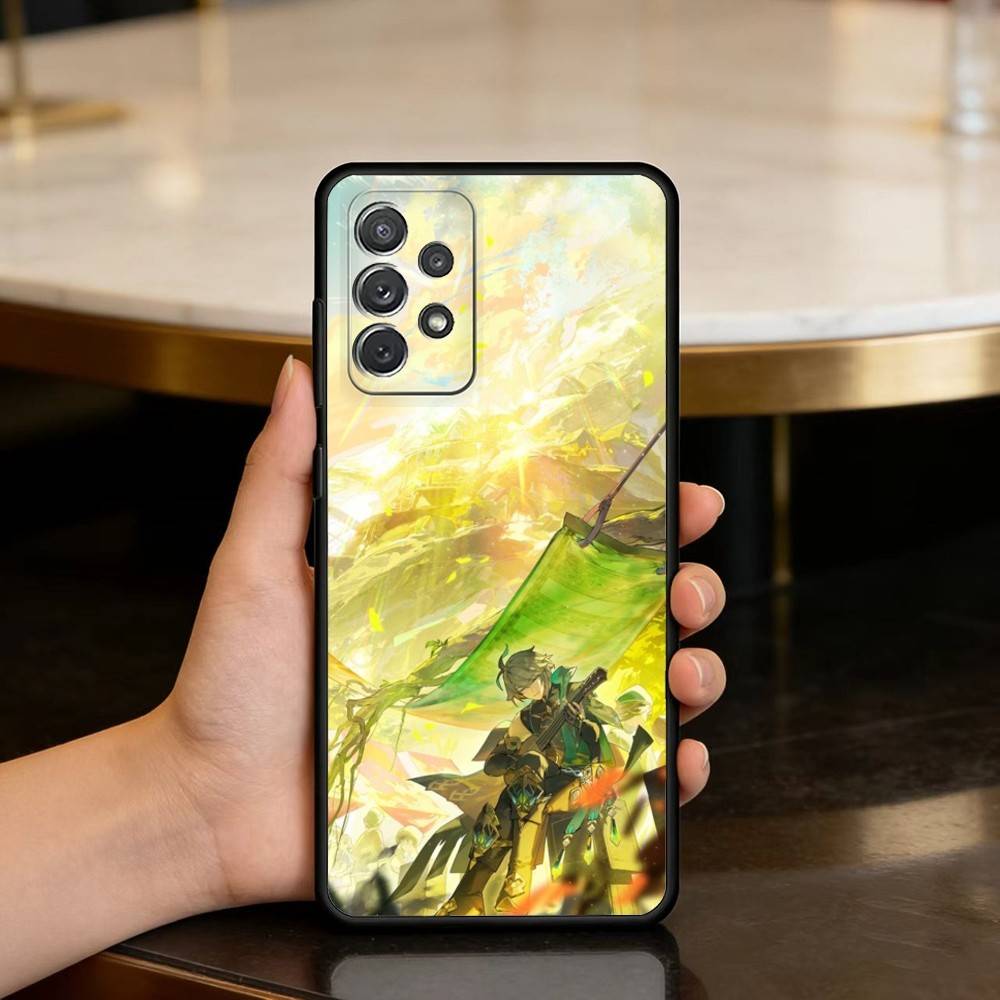 Alhaitham Genshin Impact Soft Silicone Black Cover Phone Case For Samsung Galaxy A73,A72,A71,A70,A53,A52,A51