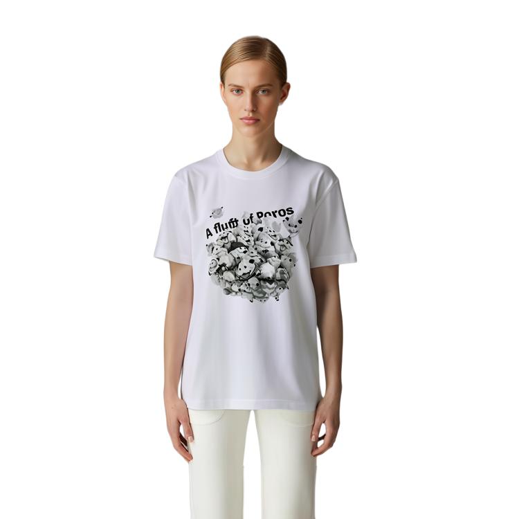 Uniqlo X League Of Legends Poro Cartoon Print Letter Short Sleeve T-Shirt Unisex Tops White 440014-00