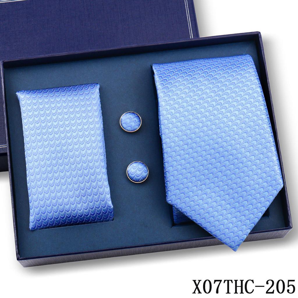 Tie Square Cufflinks 3-Piece Suit Retro Striped Hand Tie High-End Gift Box Set