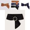 Womens Belt With Round Buckle Faux Suede Wide Waist Belt For Casual Wear